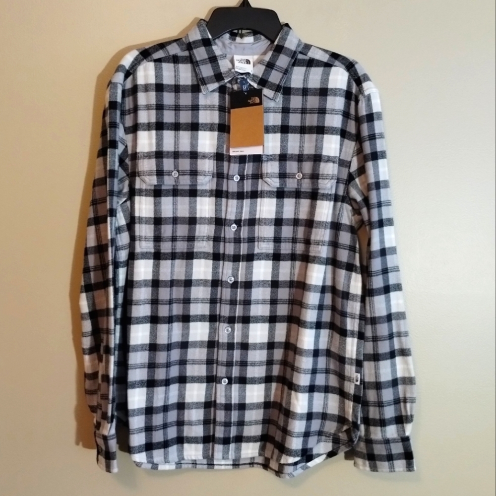 Men's The North Face Arroyo Flannel Shirt Organic Cotton Twill, Meld Grey, Small